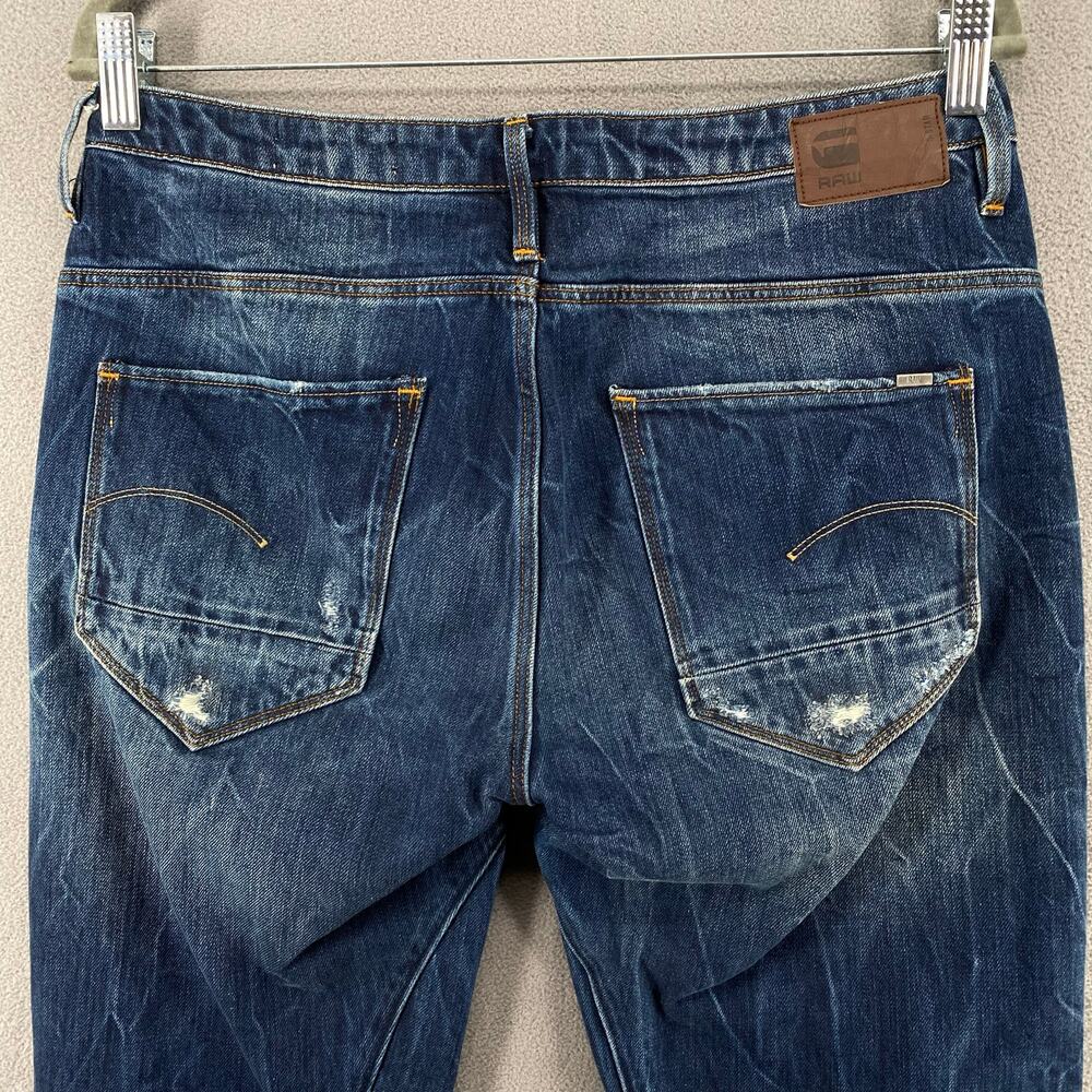 G Star Arc 3D Low Boyfriend Restored Denim Jean Womens 28 Raw Hems Distressed - Picture 5 of 16